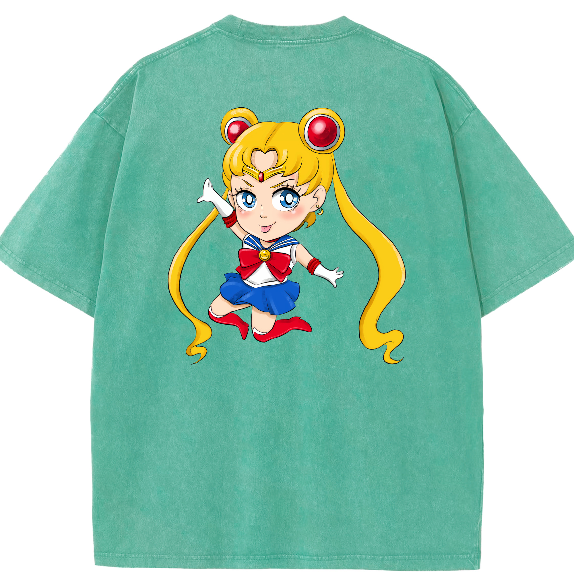 （画像用） 美少女戦士セーラームーン 月野 うさぎ つきの うさぎ Sailor Moon Tsukino Usagi 綿100% ヴィンテージ風 半袖Tシャツ（背面プリント）